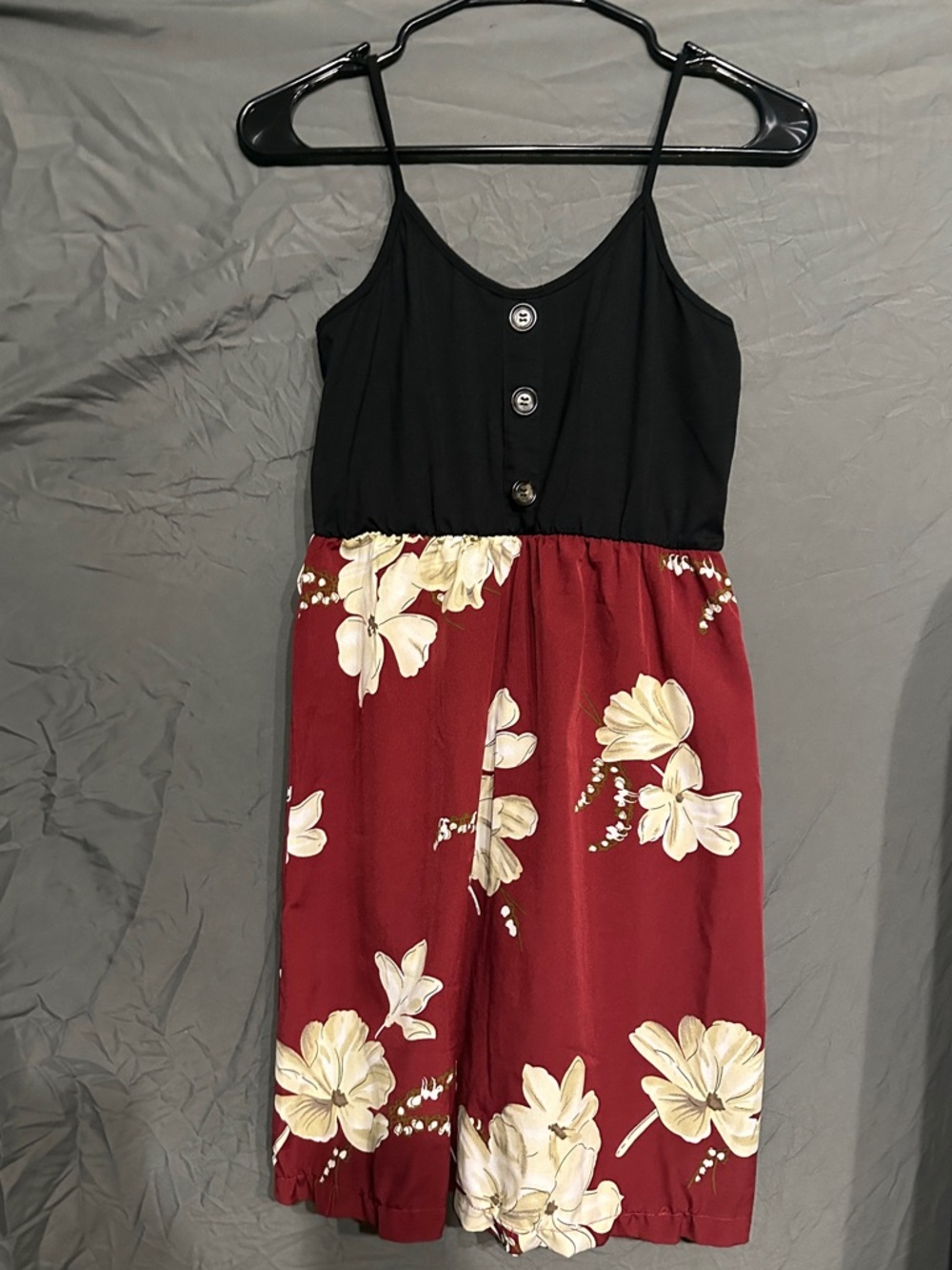 ROMWE Black & Burgundy Floral Mini Dress